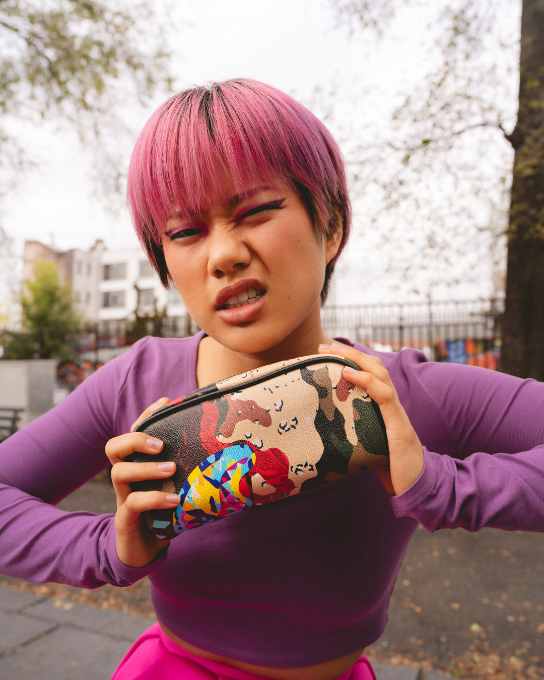 SLICED AND DICED CAMO POUCH