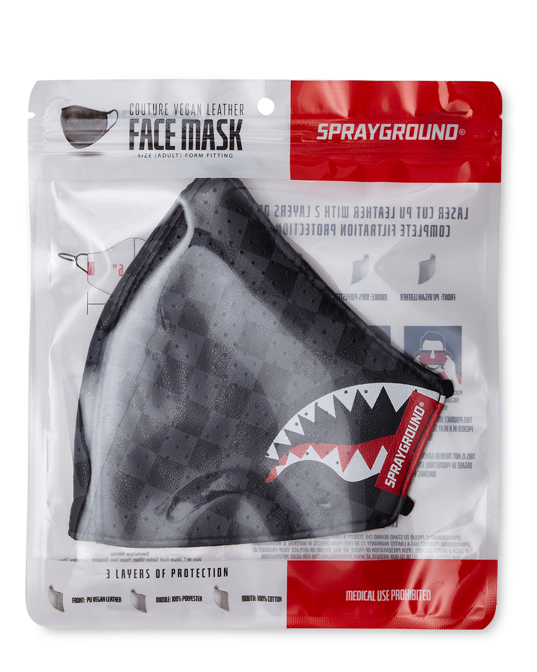 SHARKS IN PARIS (GRAY) VEGAN LEATHER FACE MASK